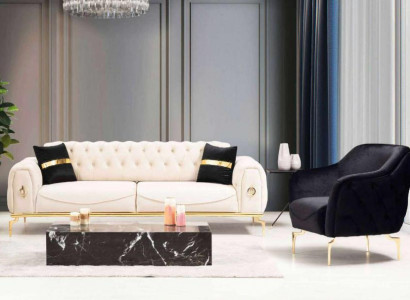 Chesterfield Edelstahlmöbel Luxus Sofagarnitur Dreisitzer Sitzgruppe